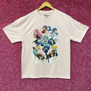 Hatsune Miku & the Vocaloids Group Pink Anime T-Shirt L